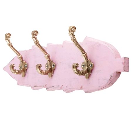 Pink Golden Small Wall Wooden Iron Hooks